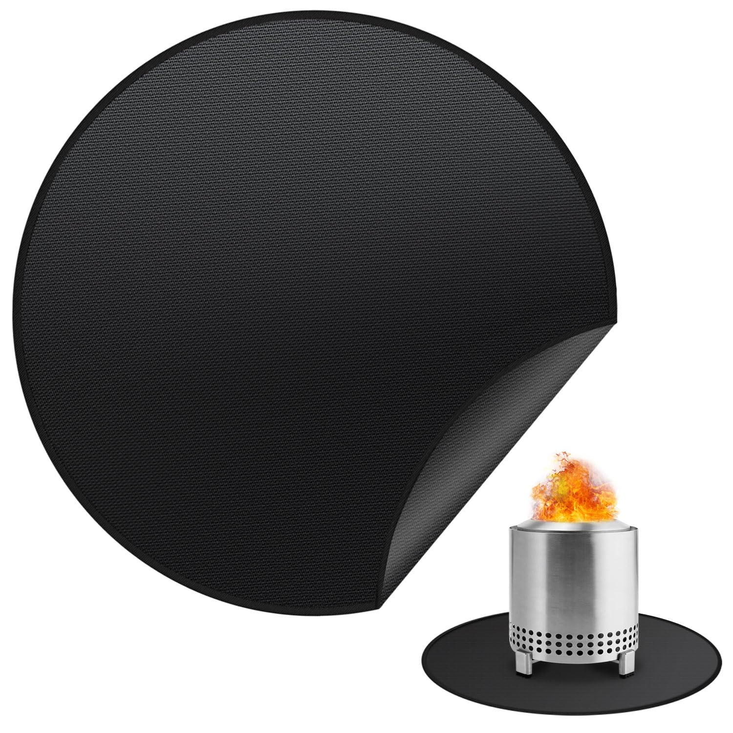 rumlick 19.5" Fire Pit Mat for Solo Stove Mesa, Oil and Waterproof Round Tabletop Under Fire Pit Mat, Portable Camping Stove Mat for Solo Stove Accessories