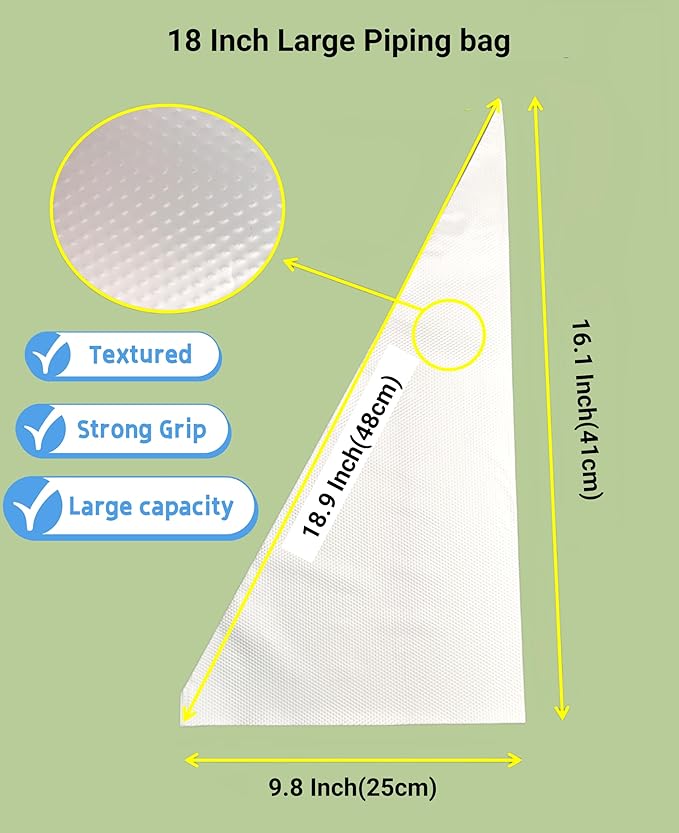 HOMYTOP 18 Inch Large Piping Bags 200 Pack - Disposable Pastry Bags - Thick Anti-Burst Pastry Icing Frosting Piping Bags For Decorating Cupcakes Cakes Cookies (Large 18 Inch-200 Pack)
