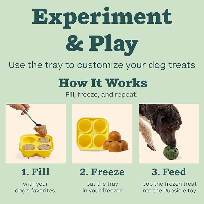 WOOF Pupsicle Dog Treat Toy with Silicone Treat Tray for Dogs 25-75 lbs