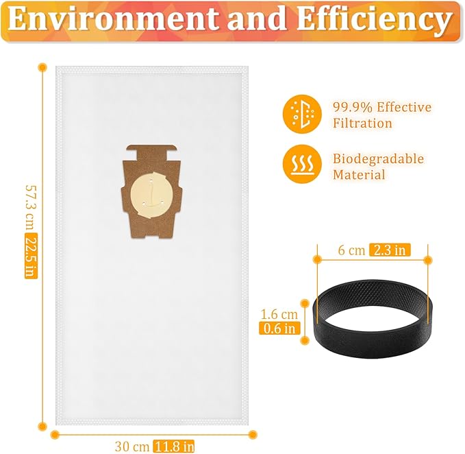 204814 Micron Magic HEPA Filter Plus Vacuum Bags for Kirby Avalir, Avalir 2, Sentria, Sentria II, Ultimate G, F-Style & Twist-Style Vacuums 204811 205814 205811 (8 Bags + 2 Belts)