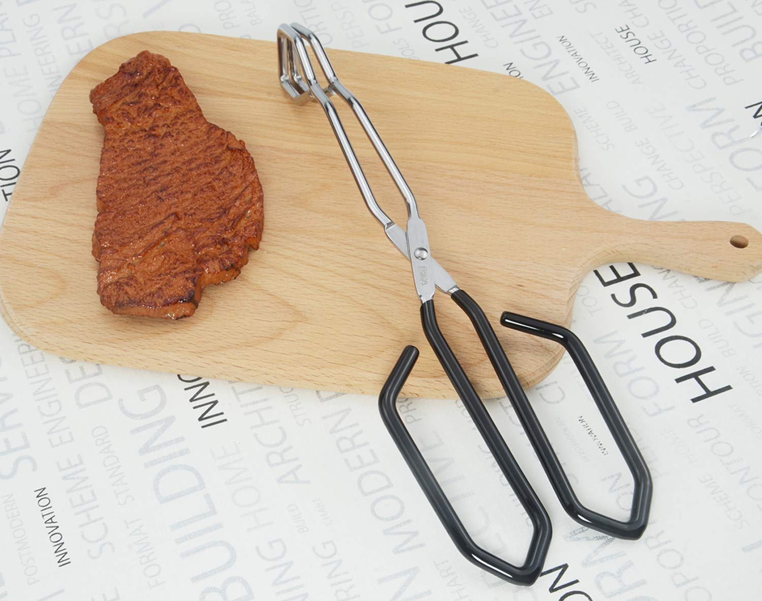 HINMAY Scissor Style Tongs 10-Inch and 11-Inch Set, Set of 2