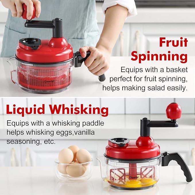 Geedel Large Food Chopper Vegetable Chopper, Manual Food Processor, 3 Cups