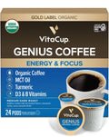 VitaCup Organic Genius Keto Medium Dark Roast Coffee Pods, 24ct