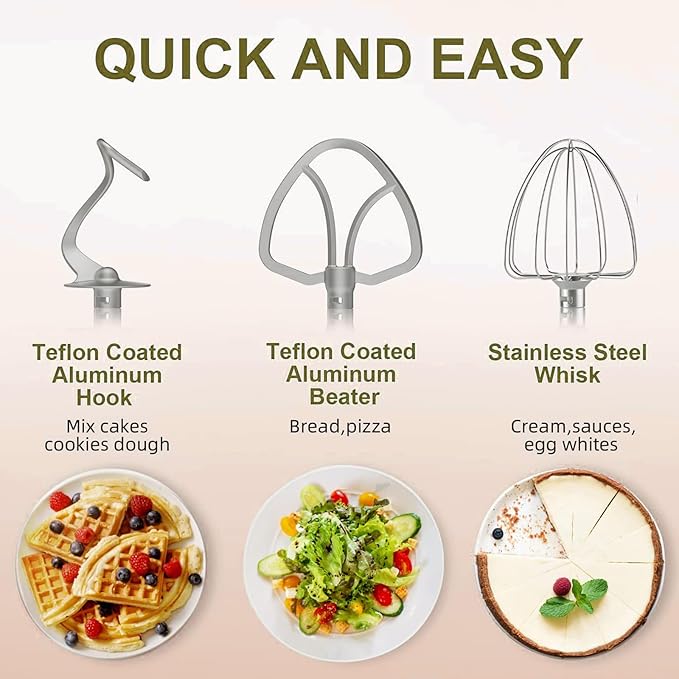 Electric Stand Mixer with 6.5 Quart Bowl, Household Food Mixer 10+p Speeds 660W, Kitchen Tilt-Head Bread Dough and Cake Mixers with Dough Hook, Whisk, Beater, Splash Guard and Egg Separator (Blue)