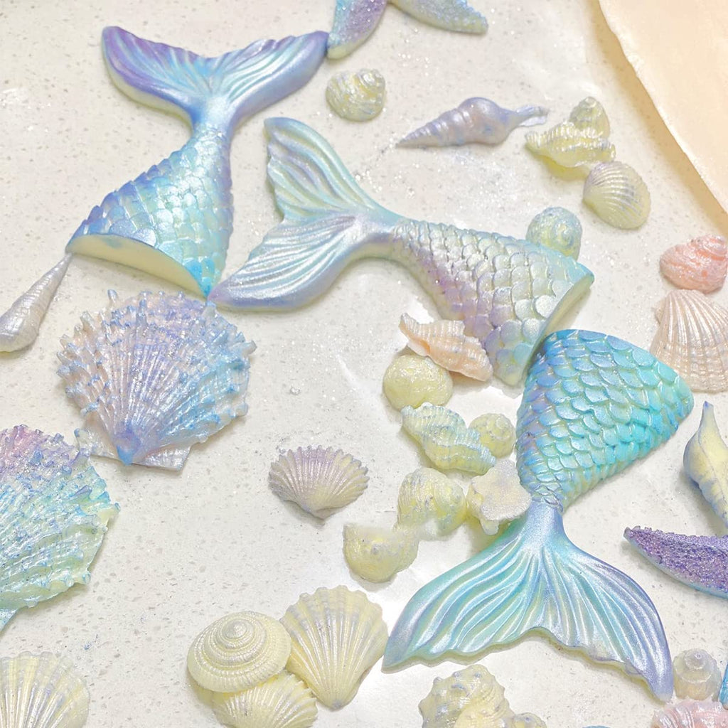4 PCS Marine Theme Fondant Silicone Mold Hippocampus Turtle octopus Shape DIY Handmade Baking Tools, For Theme Cake Cookie Chocolate Candy Decoration Fondant Polymer Clay