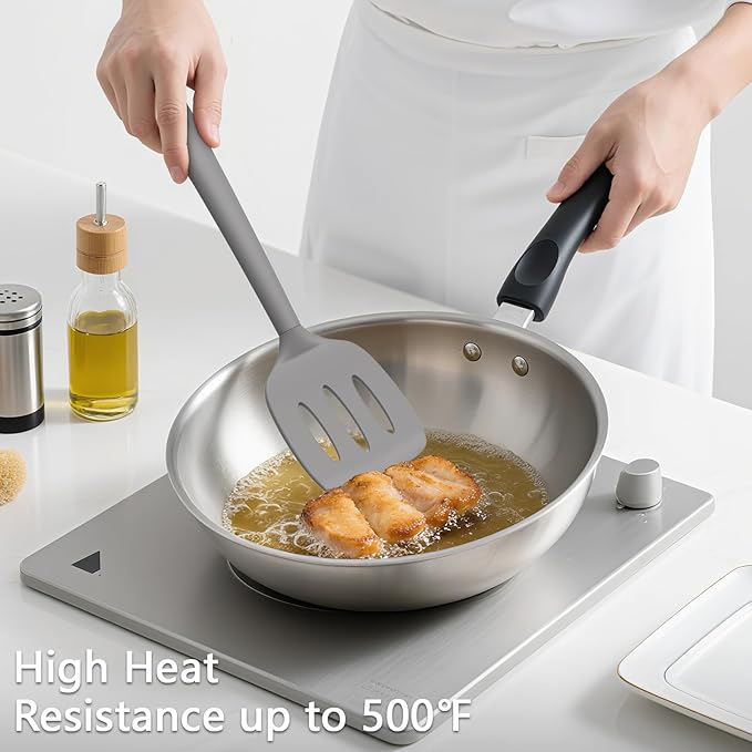 Coukre 3 Pack Silicone Spatula Set, Heat Resistant to 500°F, BPA-Free