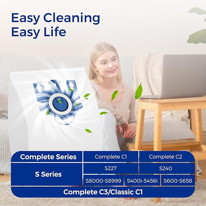 Vacuum Cleaner Bags Fit for Miele Classic C1 Complete C1 C2 C3, Pack of 9