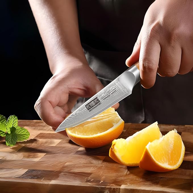 HOSHANHO Damascus Paring Knife 3.75", Sharp Japanese HC Steel Fruit Knife