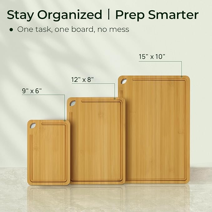Keechee Bamboo Cutting Board, Cutting Board for Kitchen with Handles
