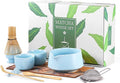 HELPLX Matcha Whisk Set, 10-Piece Japanese Matcha Kit with Bowl, Whisk & Holder, 2 Tea Cups, Bamboo Scoop, Spoon, Sifter, Scoop Rest & Tea Towel – Blue Matcha Tea Set for Ceremony or Daily Use