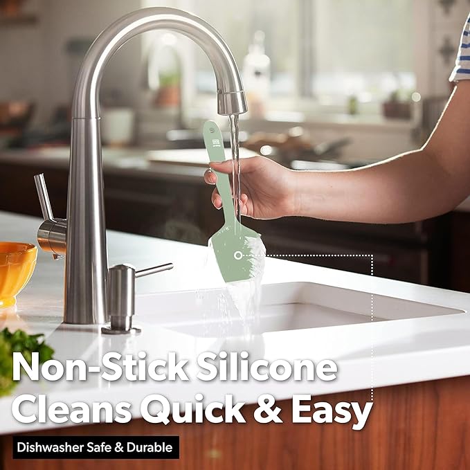 DI ORO Large Silicone Spatula - 600F Heat Resistant, Sage