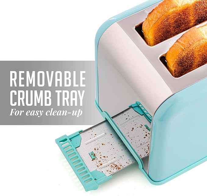 OVENTE 2-Slice Electric Toaster, 825W 6 Browning Setting, Turquoise TS2450T
