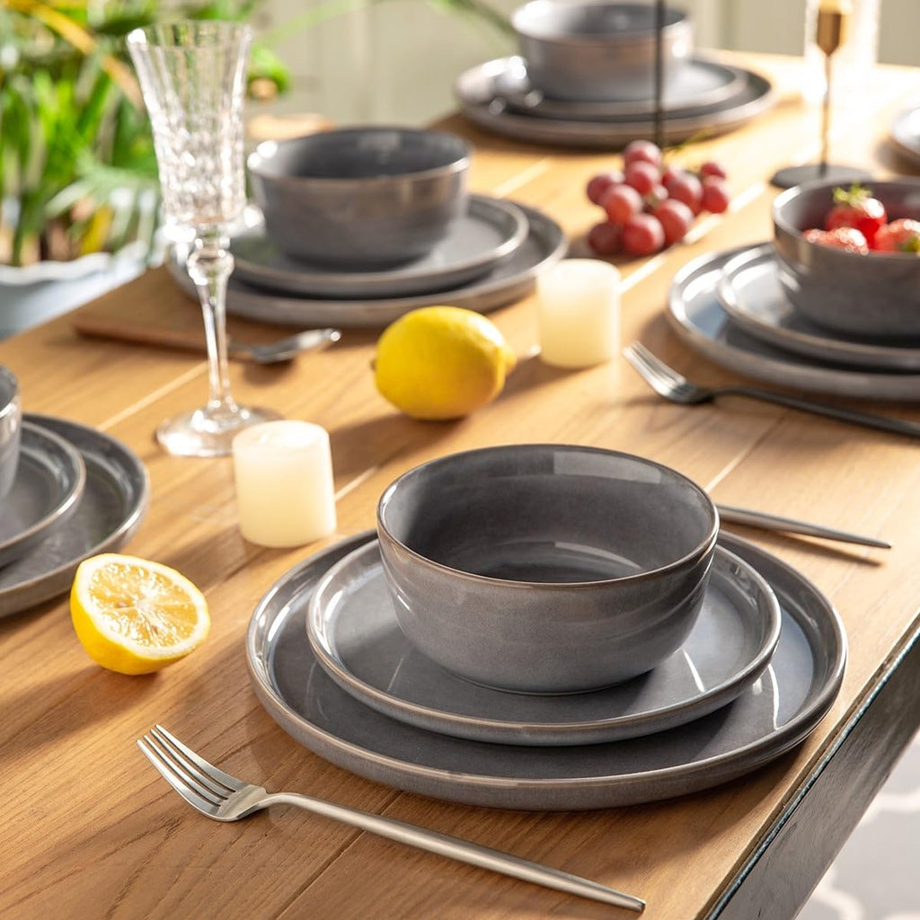 AmorArc Stoneware Dinnerware Sets for 8, 24Pcs Plates and Bowls Sets Dishes