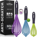 Eddeas Silicone Whisk, 500°F Heat Resistant Non Scratch Coated Whisks for Cooking Baking Balloon wisk, Kitchen Whisk Tool Set, for Stirring, Beating & Blending of 3 Size 7.5"+ 9" +11 inch