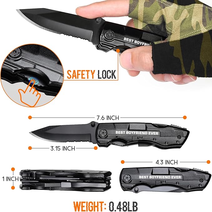 Gifts for Boyfriend, Multitool Knife"BEST BOYFRIEND EVER", Birthday Gifts for Boyfriend - Best Boyfriend Ever Gifts, Boyfriend Christmas Gift, Valentines Day Gifts for Boyfriend, Camping Gifts