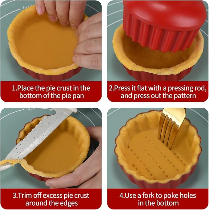 CGGYYZ 3-3/5 Inch Mini Tart Pans with Removable Bottoms, Round Mini Quiche Pans for Baking, Nonstick Cake Pans Set for Pies, Mousse Cakes, Dessert Baking (Red)