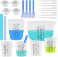SWIGRANCE Silicone Resin Mixing Measuring Cups for Resin Supplies, Easy-to-Read Marks, 600ml/20oz Bowl, 250&100ml Thickened Reusable Silicone Cups for Epoxy Mixing, with Stir Sticks, Jewelry Making
