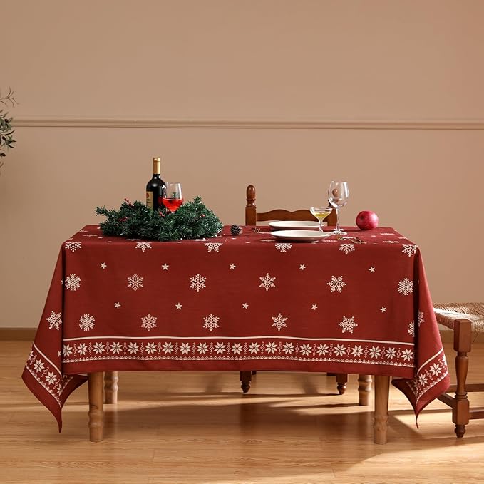 ISAENNE Designer Vintage Linen Rectangular Tablecloth,118"x67"-Carol C
