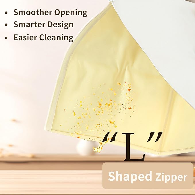 Premium Beeswax Bread Bags for Sourdough with Wide Zipper Access, 2 Pack XL(13x17in) Reusable Organic Beeswax-Coated Linen Cotton Bread Bags for Homemade Bread, Keeps Bread Fresh Naturally