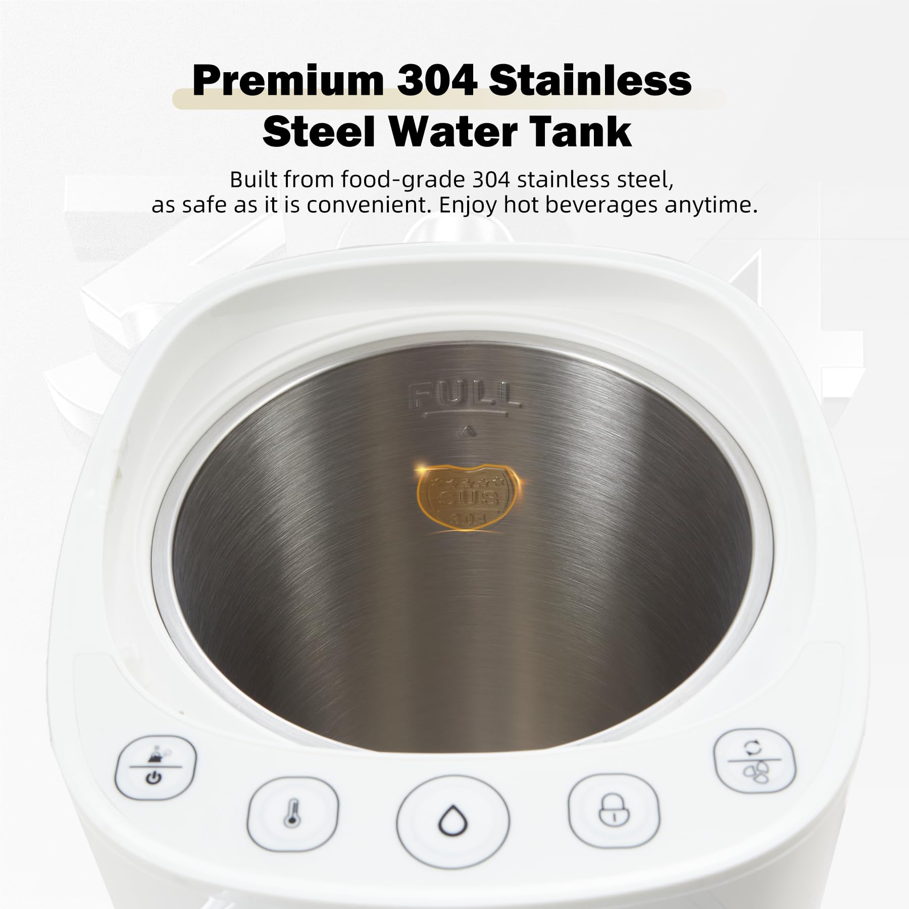 OCTAVO Water Boiler & Warmer 5 Liter, 304 Stainless Steel Water Tank, 700 Watt 6 Adjustable Water Temperature, LCD Touch Control Screen, Child Lock with Water Shortage Indicator