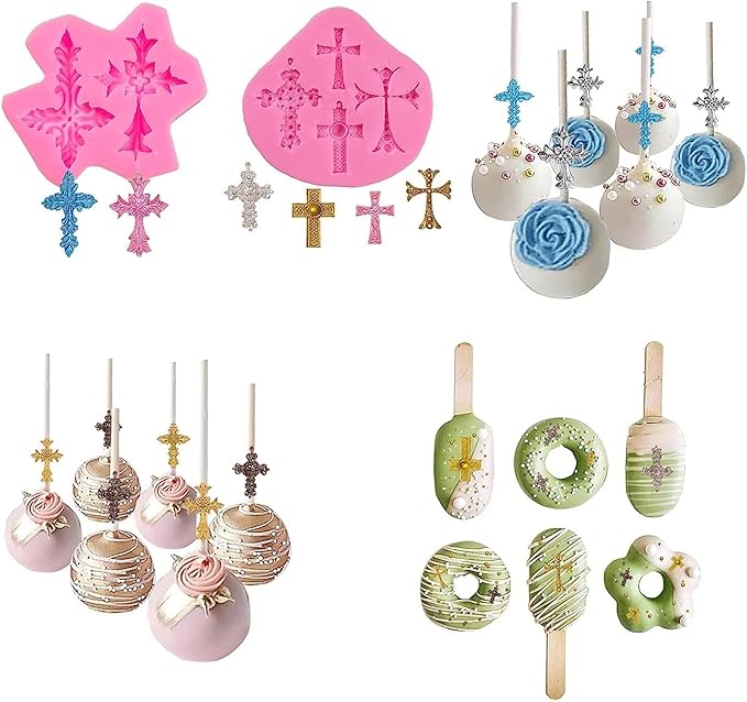 Cross Molds Silicone Fondat Cake Chocolate Mold 2pcs for Baptism Party Supplies