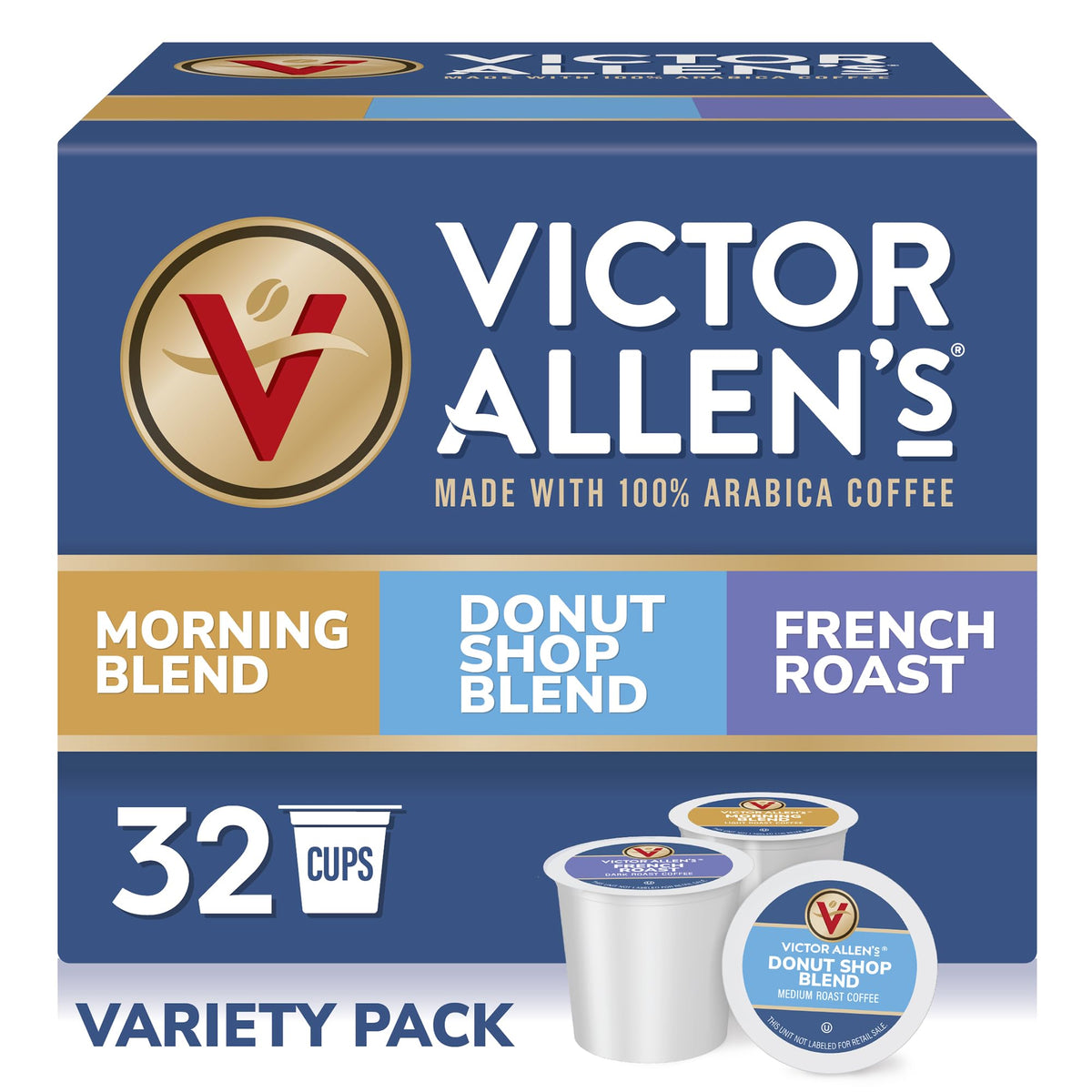 Victor Allen's Coffee Variety Pack (Morning Blend, 100% Colombian, Donut Shop Blend, and French Roast), 42 Count, Single Serve Coffee Pods for Keurig K-Cup Brewers