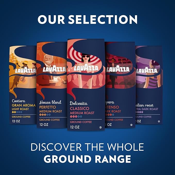 Lavazza House Blend Perfetto Ground Coffee 6 Bags of 12oz, Medium Roast, Full-bodied, Intensity 3/5, 100% Arabica, Ideal for Drip Brewers, (Pack of 6) - Package May Vary