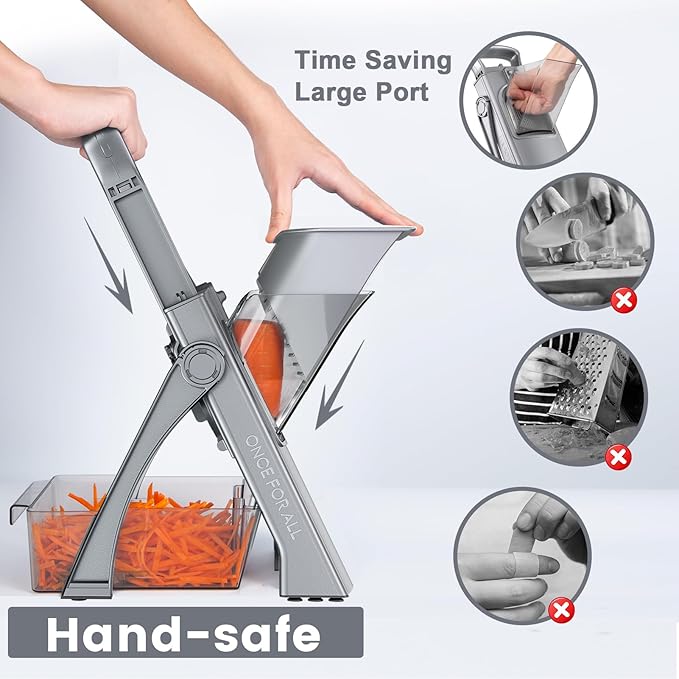SupMaKin Safe Mandoline Slicer Plus for Kitchen, Vegetable Slicer & Chopper