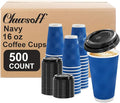 Clawsoff 500 Pack 16 oz Coffee Cups with Lids Disposable Insulated Cup Navy