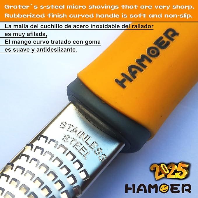 HAMOER Cheese Micro Plane Grater Lemon Citrus Zester Channel Knife Tool Set