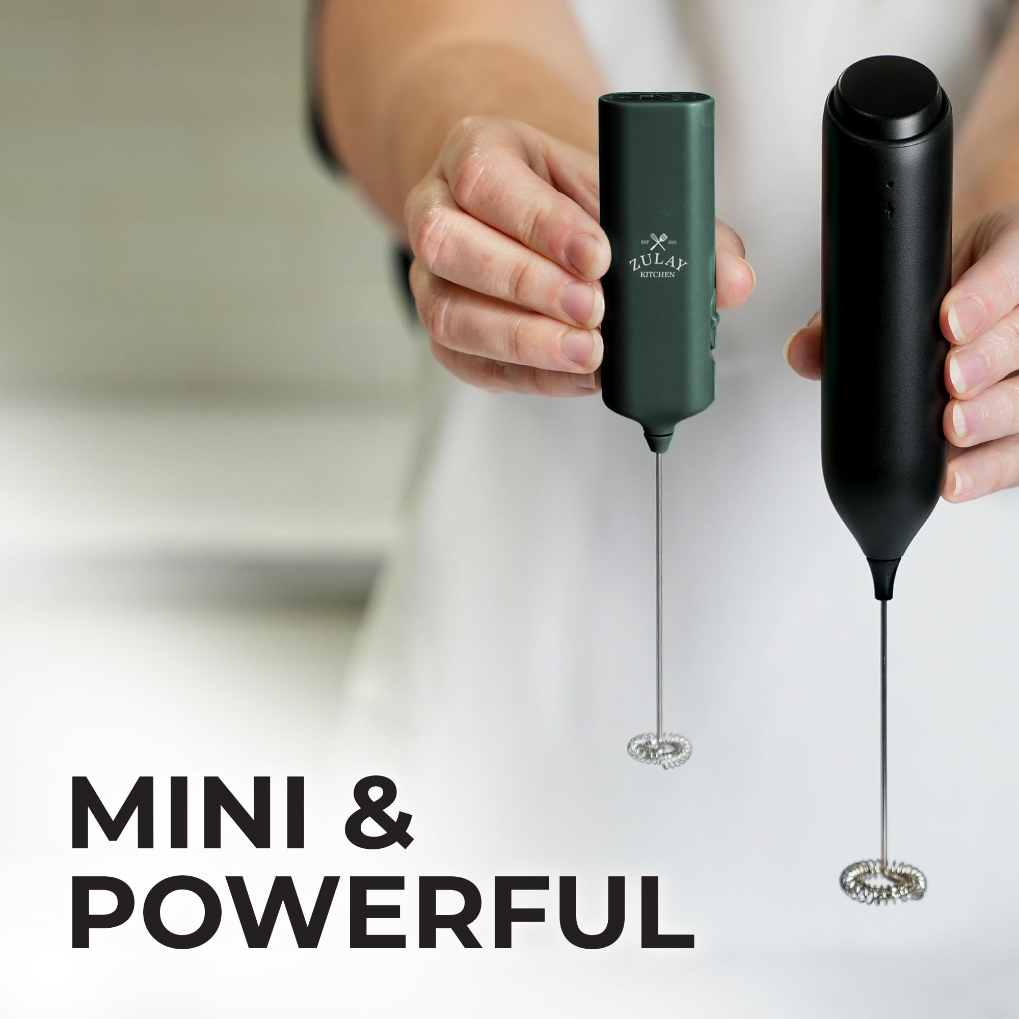 Mini & Mighty Milk Frother Wand – Powerful Handheld Coffee Frother, Battery Operated Drink Mixer – Compact Pocket Size – Detachable Whisk for Latte, Cappuccino, Matcha, Hot Chocolate