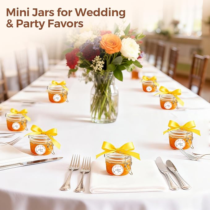 ComSaf Small Mason Glass Jars with Airtight Lids 4 oz 6 Pack Pantry