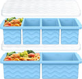 Silicone Freezer Trays with Lid for Soup, 1-Cup & 2-Cup Large Ice Cube Molds Food Storage Containers for Meal Prep, Freeze 500mL/250mL/125mL Portions – 2 Pack
