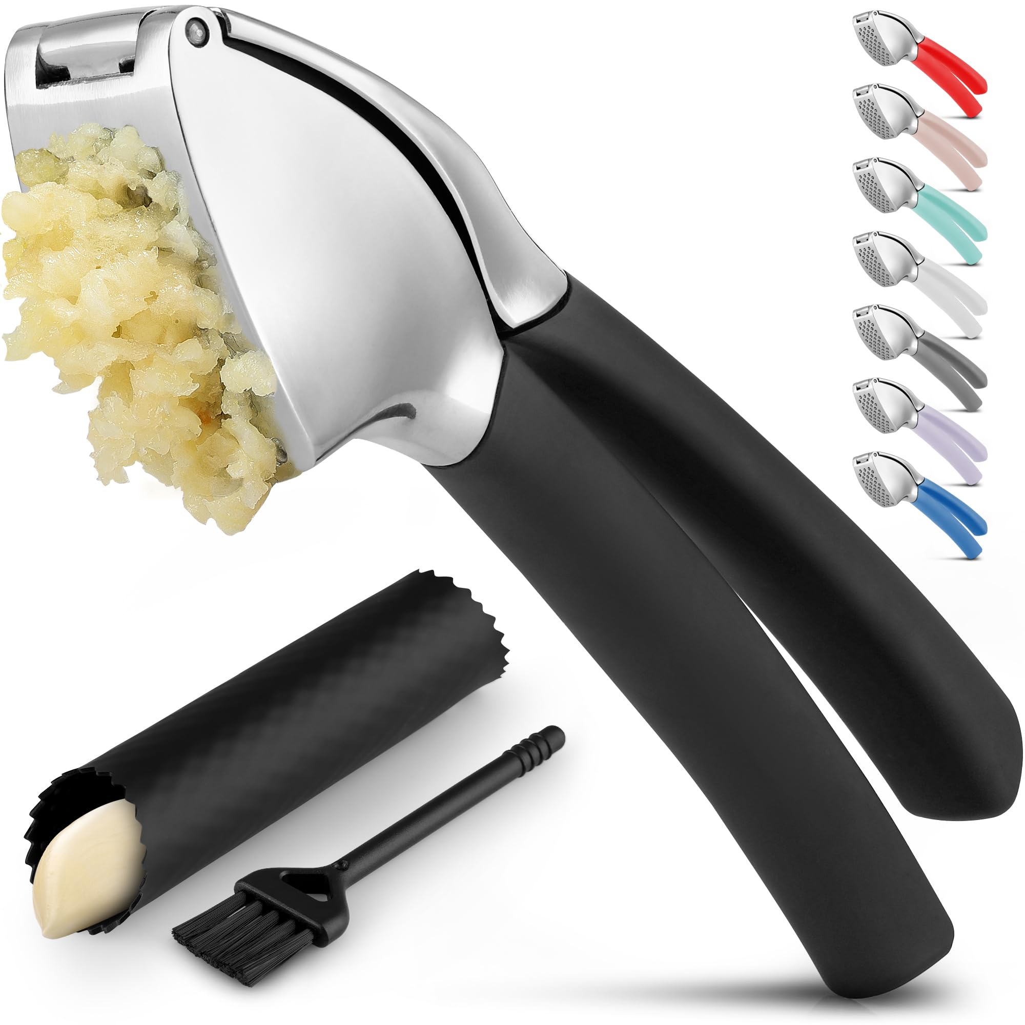 Zulay Kitchen Metal Comfort Grip Garlic Press