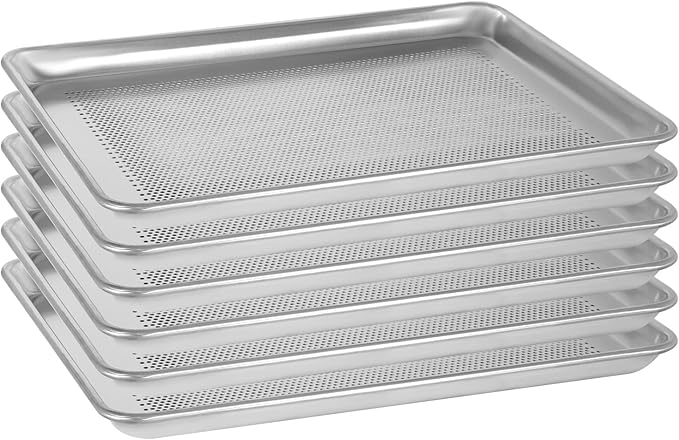 STEELUS 6 Pack Perforated Half Size Aluminum Baking Sheet Pans, 18"x13"