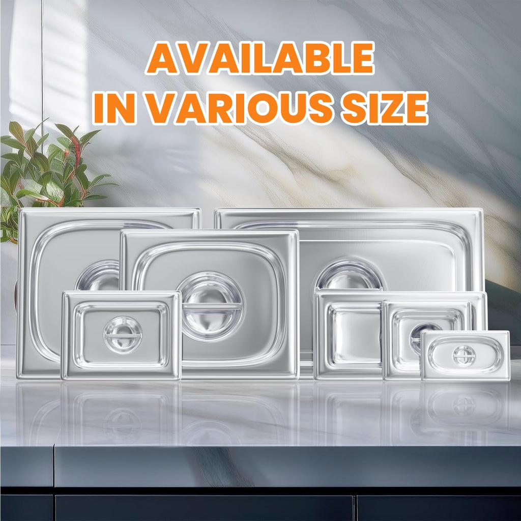 Aplancee Stainless Steel Pan Lid - Fits 1/3 Size Steam Table Pans Dishwasher Safe for Catering, Buffets, Restaurants