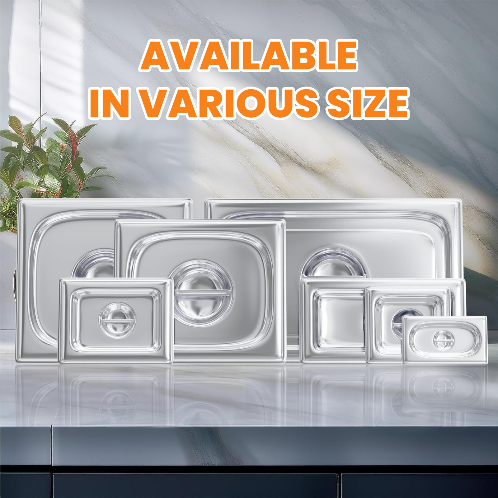 Aplancee Stainless Steel Pan Lid - Fits 1/3 Size Steam Table Pans Dishwasher Safe for Catering, Buffets, Restaurants