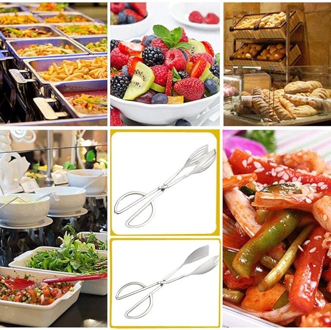 2-PACK Salad Tongs for Serving Buffet Party Catering with Stainless Steel Cooking Kitchen Tongs 10.3"