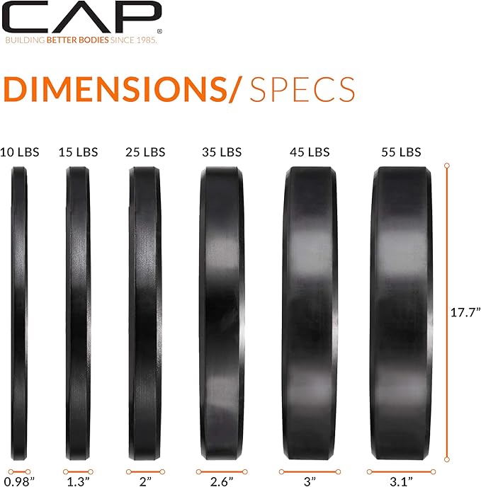 CAP 190lb Elite Olympic Bumper Plate Weight Set