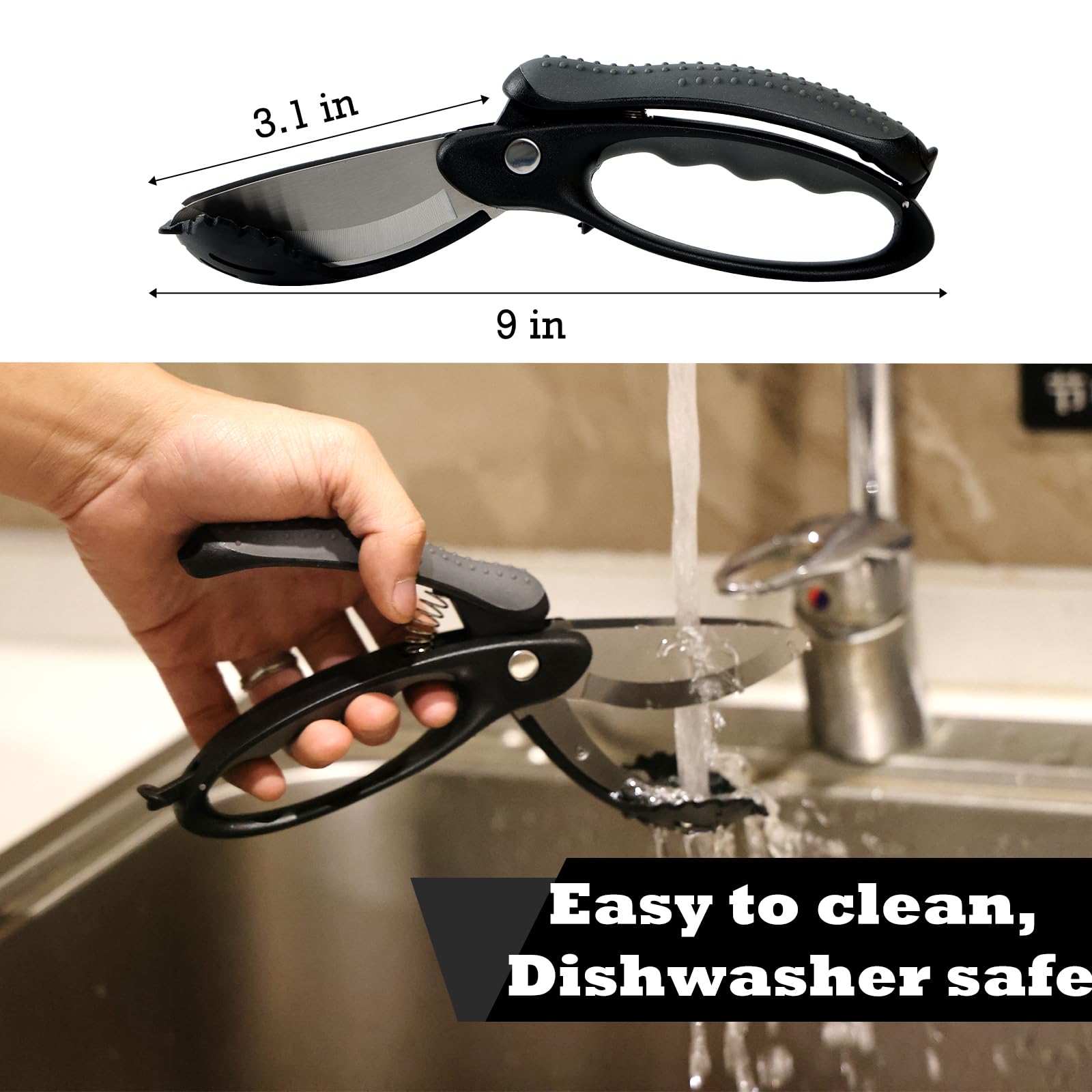 ALEXPHY Salad Scissors with Double Blades, Lettuce Chopper for Chopped Salad, Black