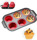YiYeraio Muffin Pan, 6-Cup Nonstick Silicone Muffin Pans for Baking, Food-Grade Cupcake Pan for Oven, Microwave, Dishwasher Safe, BPA-Free Silicone Baking Mold for Muffins, Cupcakes, Egg Muffins