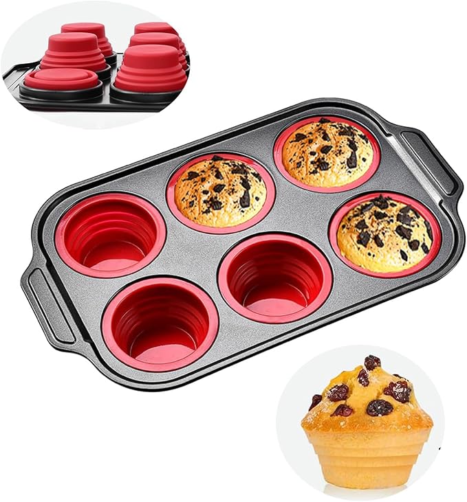 YiYeraio Muffin Pan, 6-Cup Nonstick Silicone Muffin Pans for Baking, Food-Grade Cupcake Pan for Oven, Microwave, Dishwasher Safe, BPA-Free Silicone Baking Mold for Muffins, Cupcakes, Egg Muffins
