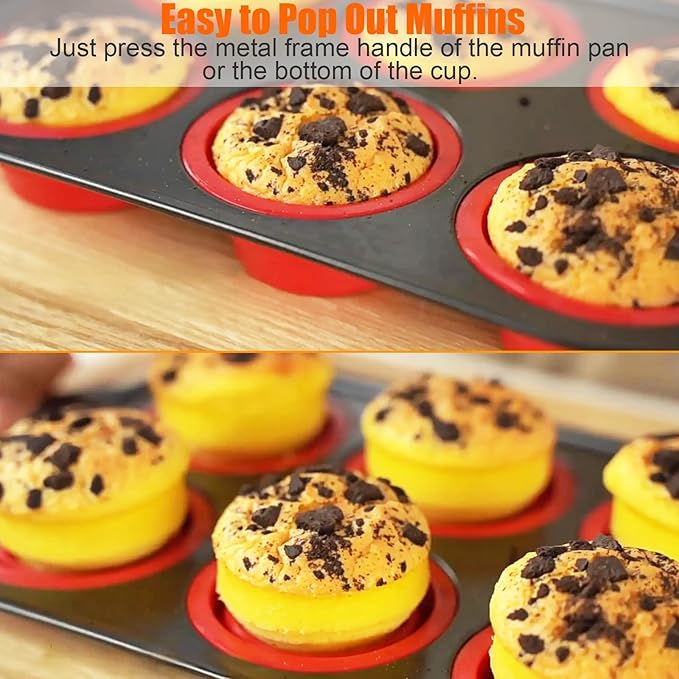 YiYeraio Muffin Pan, 6-Cup Nonstick Silicone Muffin Pans for Baking, Food-Grade Cupcake Pan for Oven, Microwave, Dishwasher Safe, BPA-Free Silicone Baking Mold for Muffins, Cupcakes, Egg Muffins