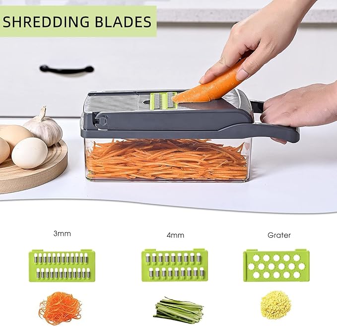 Vegetable Chopper with Container 13-in-1, 7 Blades Food Dicer Veggie Slicer