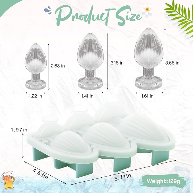 Hoolerry Ice Cube Molds Cube Trays Fun Shapes Silicone Ice Ball Maker with Lid for Whiskey Cocktails Juice Drinks Beverage Crafting Accessories Funny Gift(Green,Multi-size)