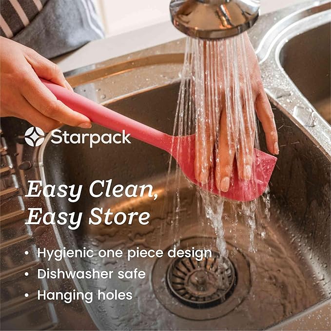 Starpack 'Scrape and Stir' Silicone Rubber Spatula Set (4-Piece) - LFGB Non Toxic, 600°F Heat Resistant, BPA-Free, One-Piece Kitchen Baking Spatulas - Dishwasher Safe for Nonstick Cookware Earthy Pink