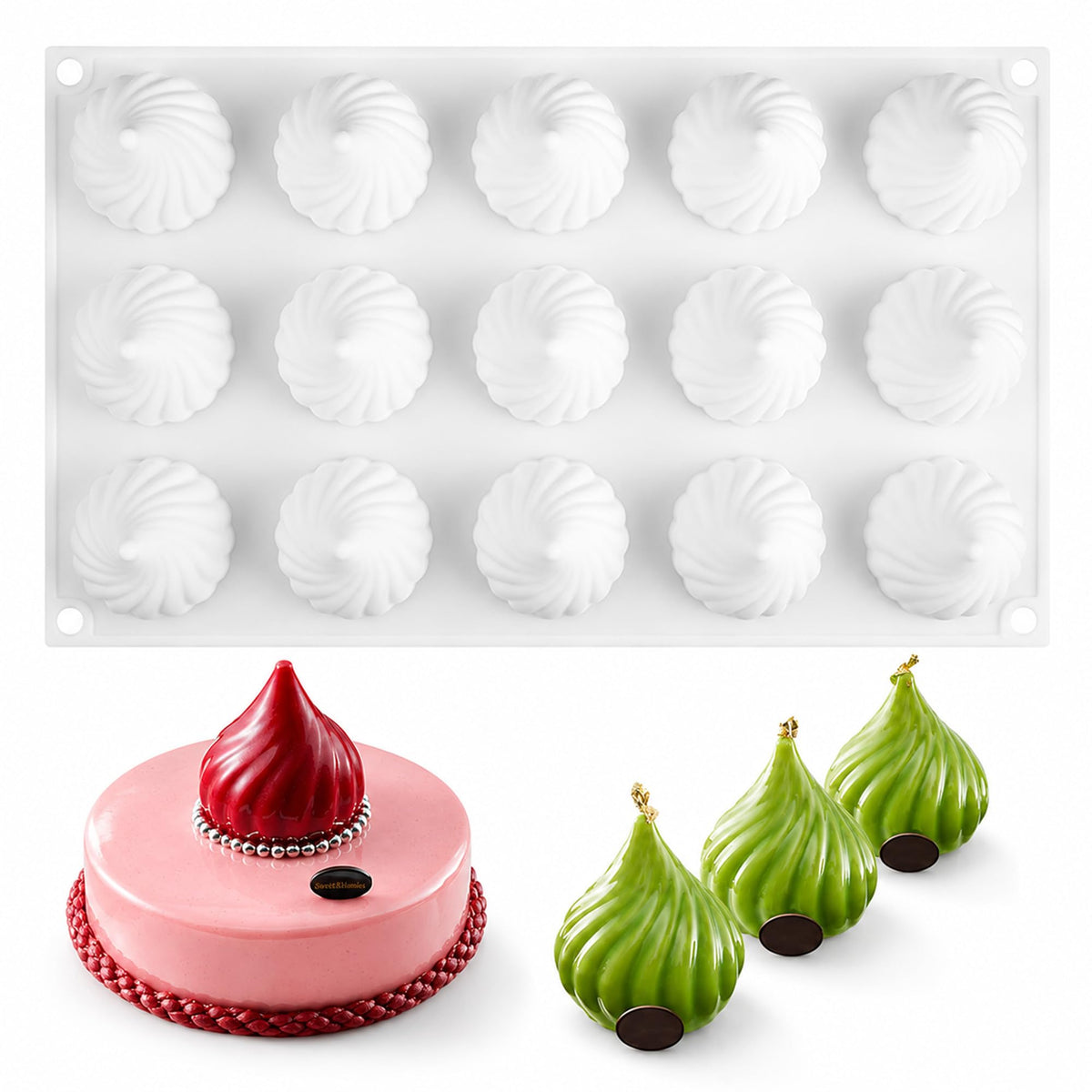 OCPO Kitchen Orange Silicone Mold for Baking Mousse Cake, 8 Cavities