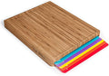 Cooler Kitchen Bamboo Wood Cutting Board Set with 6 Color Coded Flexible Plastic Chopping Mats with Food Icons, Wooden Cutting Boards for Kitchen, Wooden Chopping Board Non Toxic Dishwasher Safe