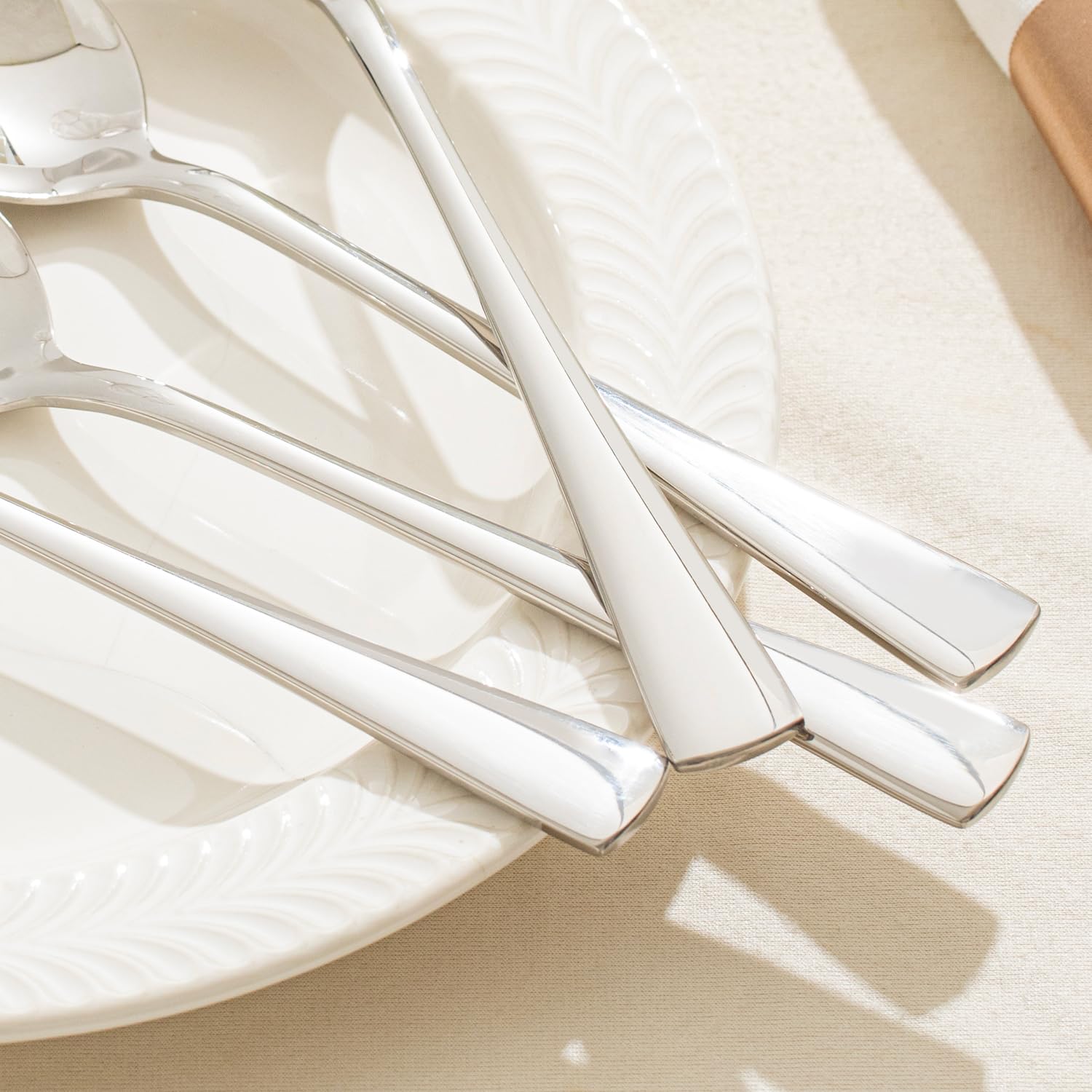 KINGSTONE 4 Piece Dinner Spoons Set, 18/10 Stainless Steel Spoons