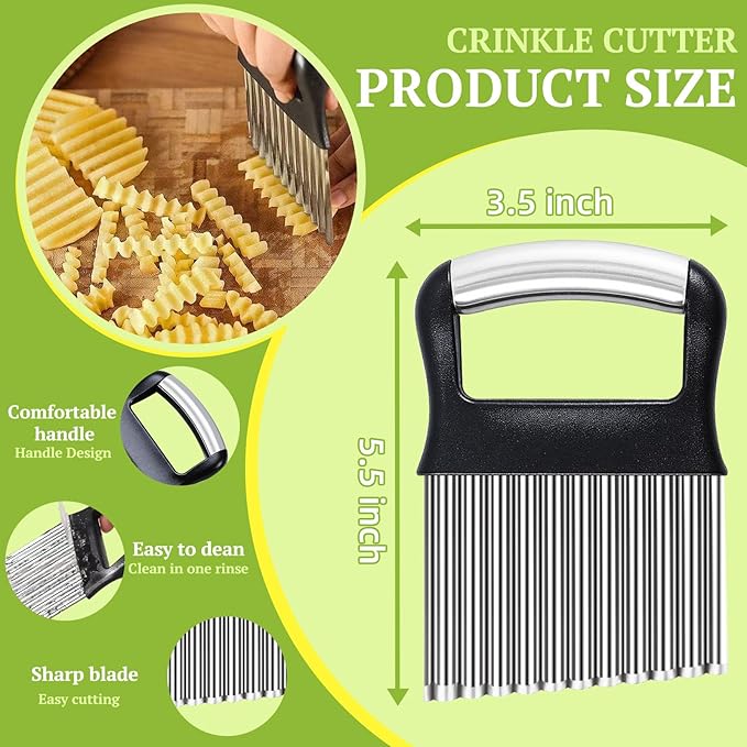 FANTEXY Crinkle Cutter, Stainless Steel, Black